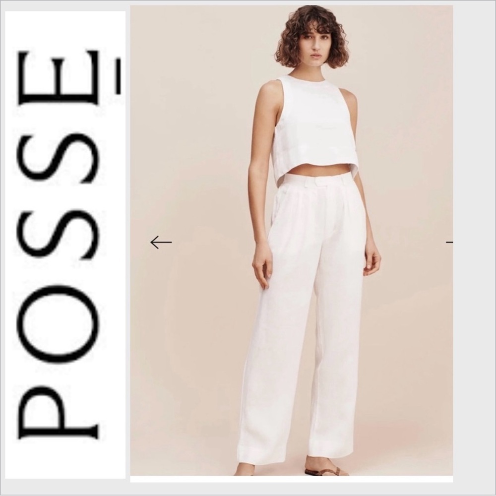 NWOT POSSE louis linen trouser in ivory